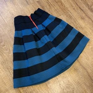 XS/S Girls From Savoy Ponte Pleated Striped Skirt